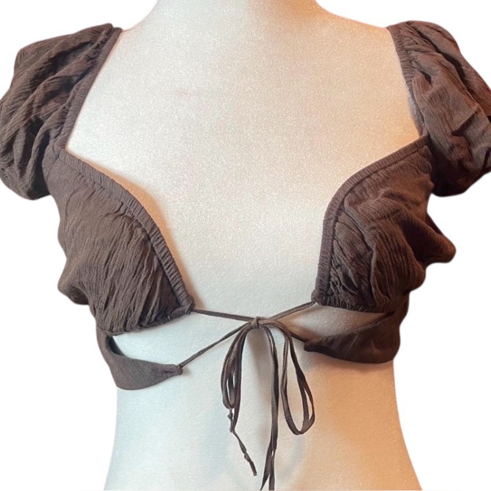 NWT Garage Clara Crop Tie Top Sz XS Brown